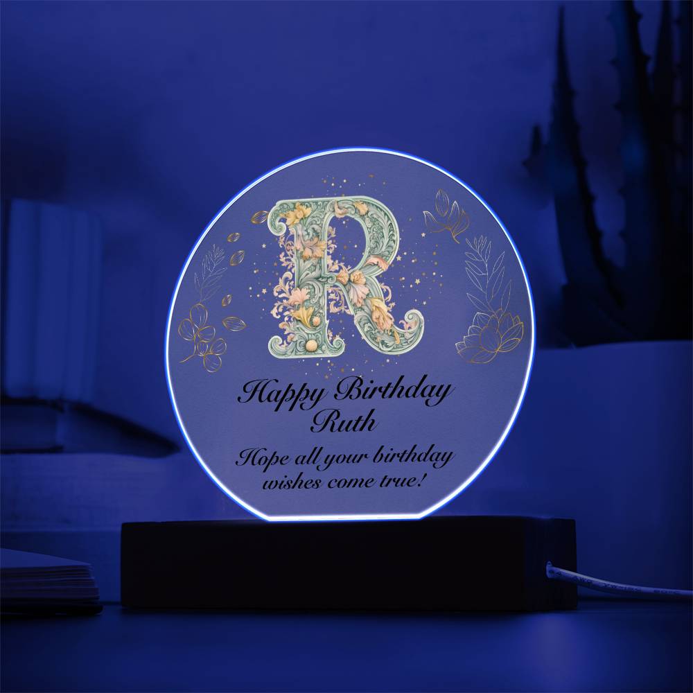 Happy Birthday Ruth v01 - Circle Acrylic Plaque