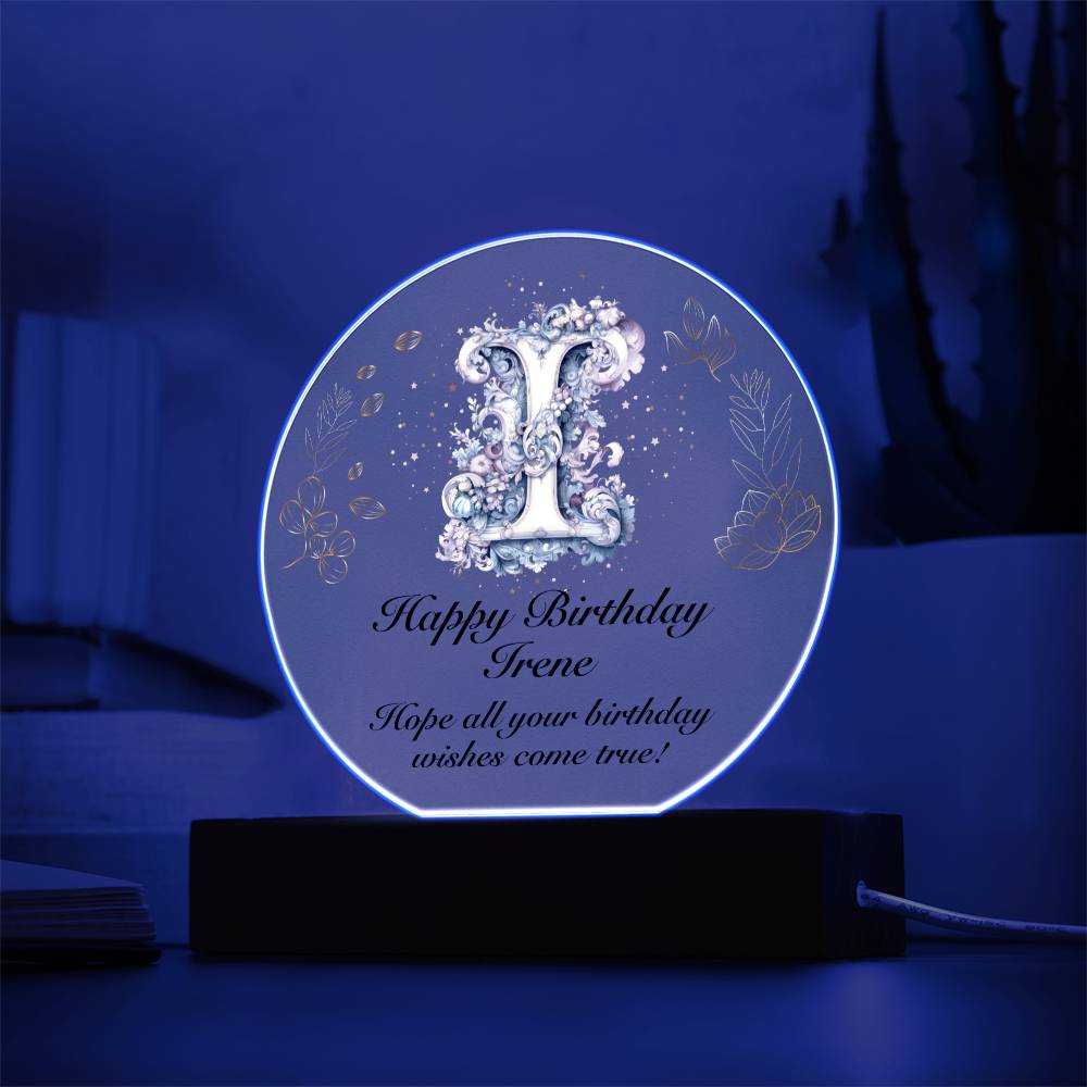 Happy Birthday Irene v01 - Circle Acrylic Plaque