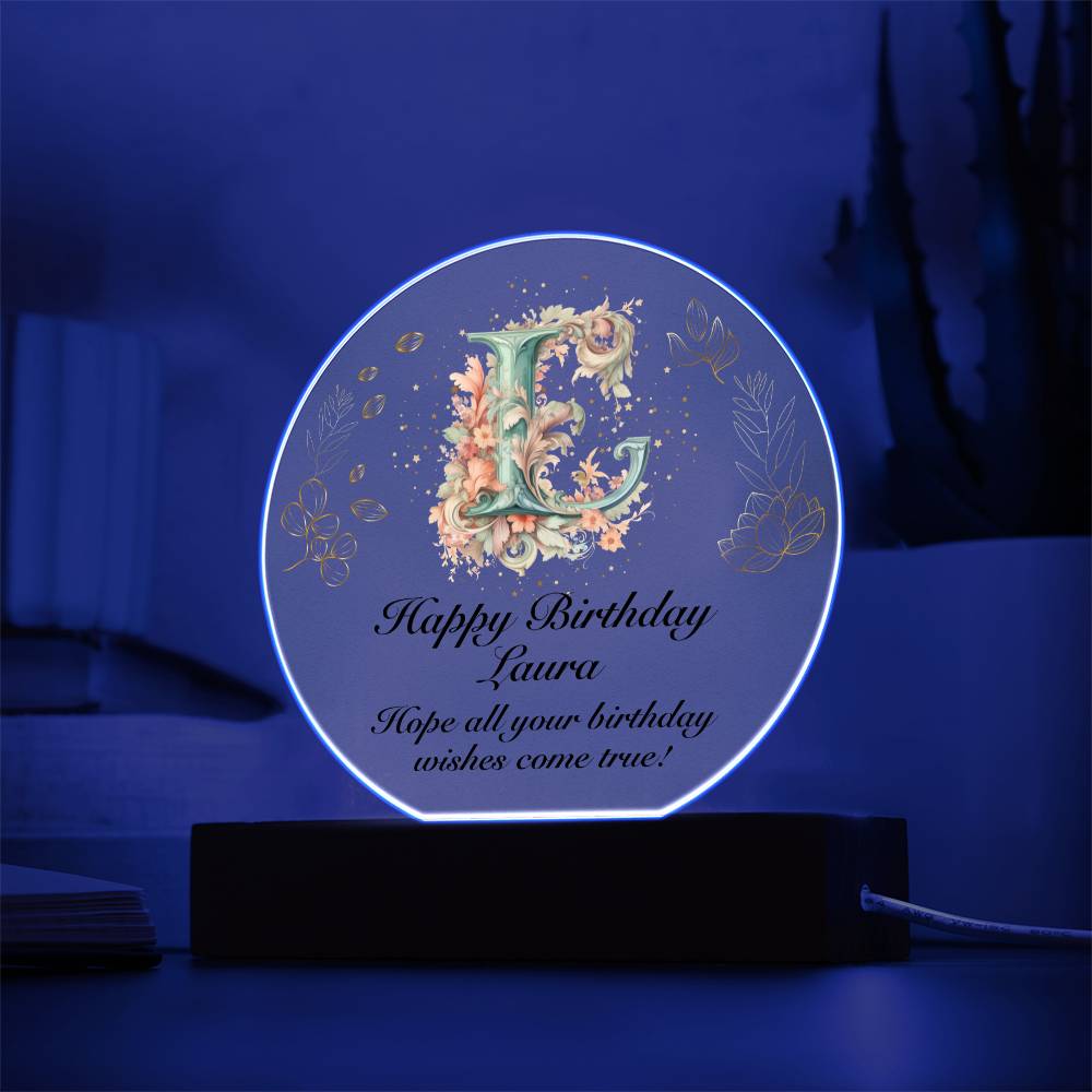 Happy Birthday Laura v01 - Circle Acrylic Plaque