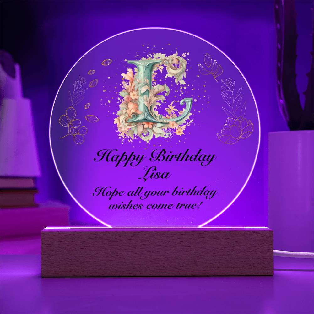 Happy Birthday Lisa v01 - Circle Acrylic Plaque