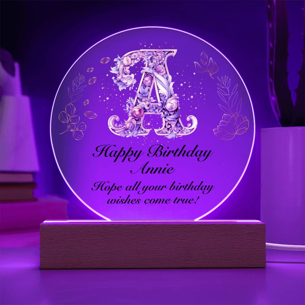 Happy Birthday Annie v01 - Circle Acrylic Plaque