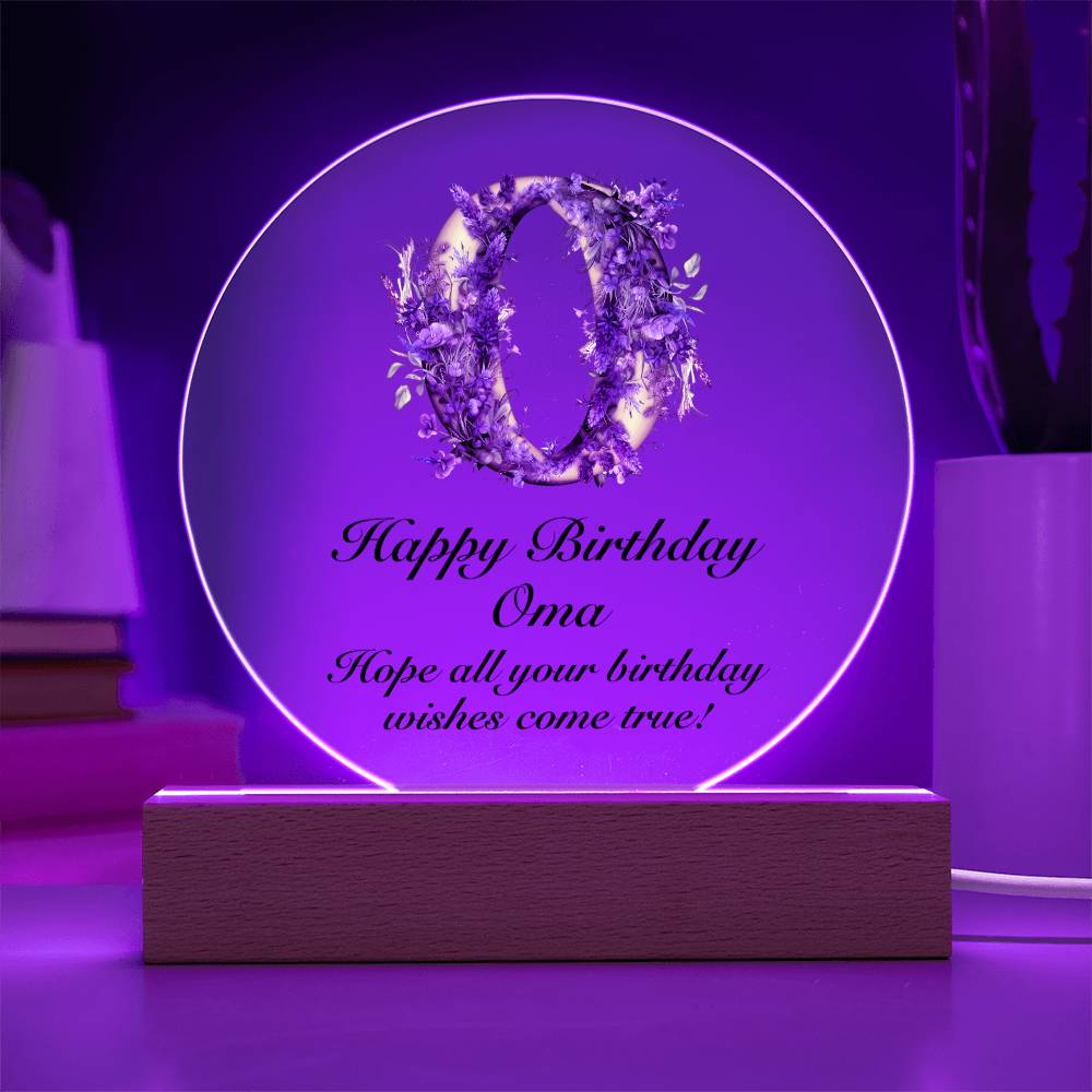 Happy Birthday Oma v02 - Circle Acrylic Plaque