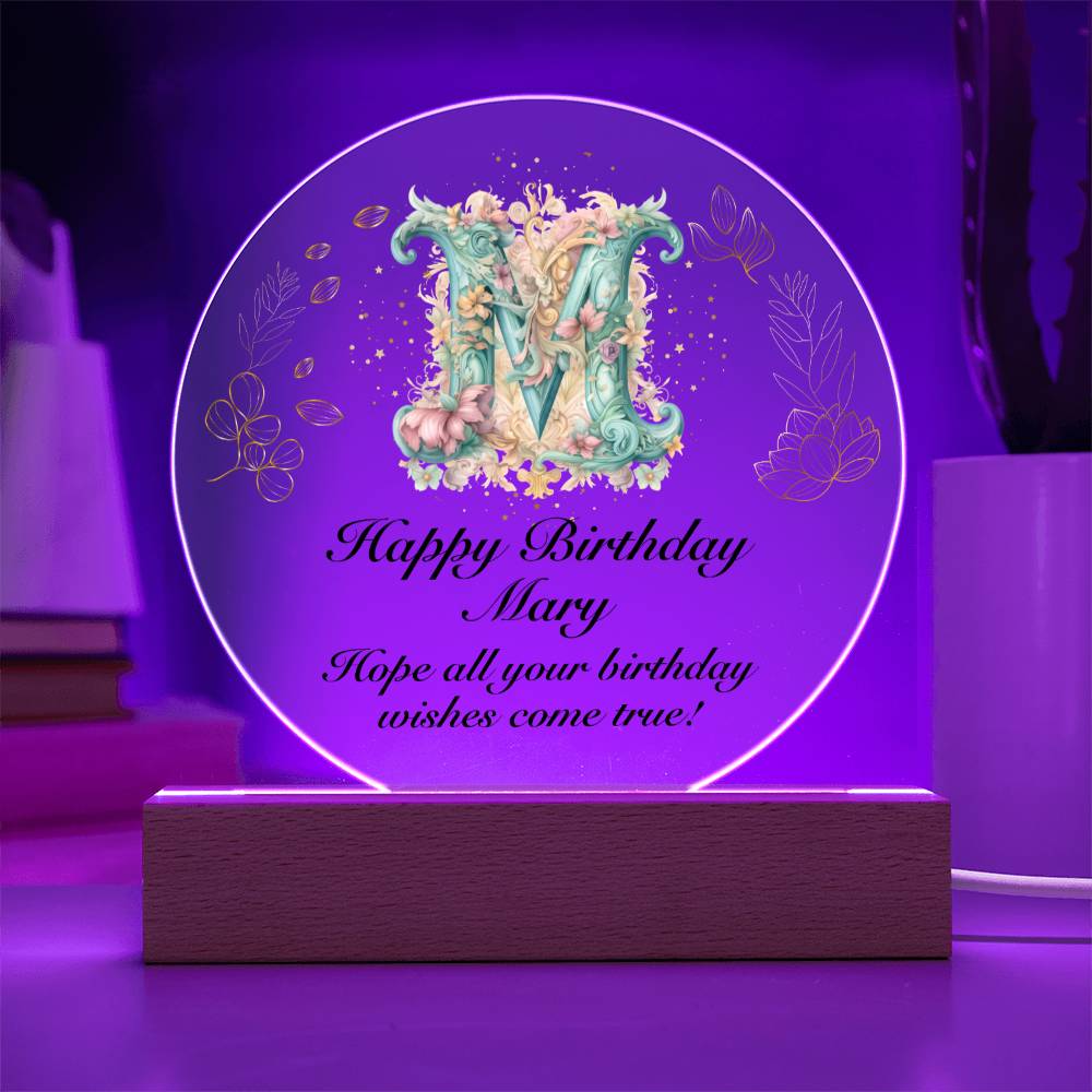 Happy Birthday Mary v01 - Circle Acrylic Plaque