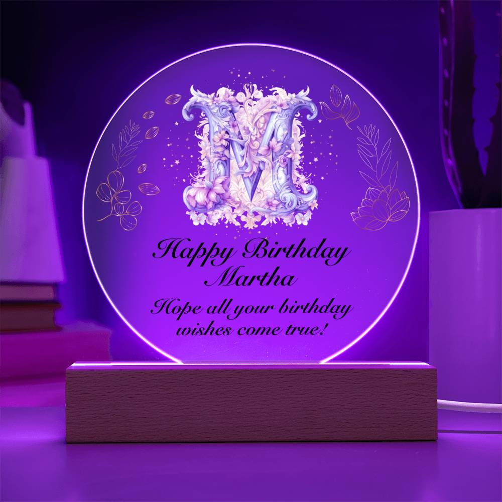 Happy Birthday Martha v01 - Circle Acrylic Plaque