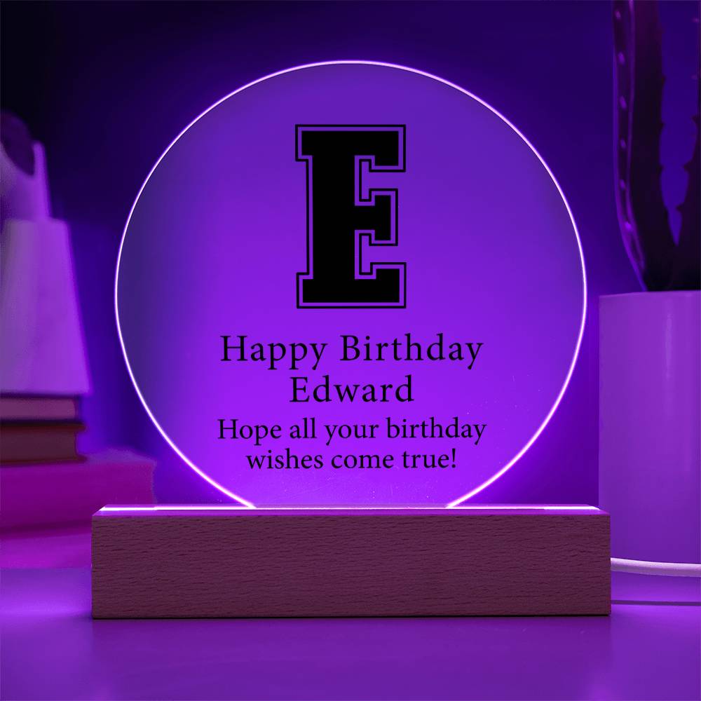 Happy Birthday Edward v02 - Circle Acrylic Plaque