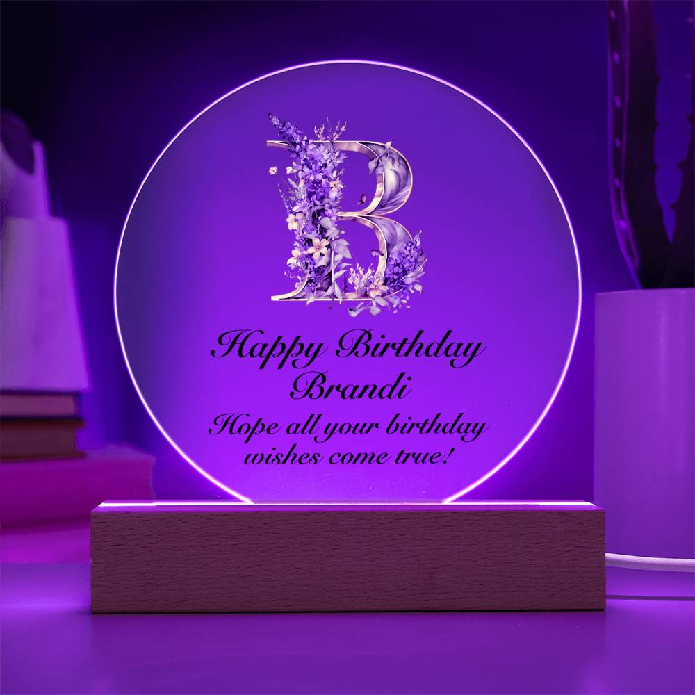Happy Birthday Brandi v02 - Circle Acrylic Plaque