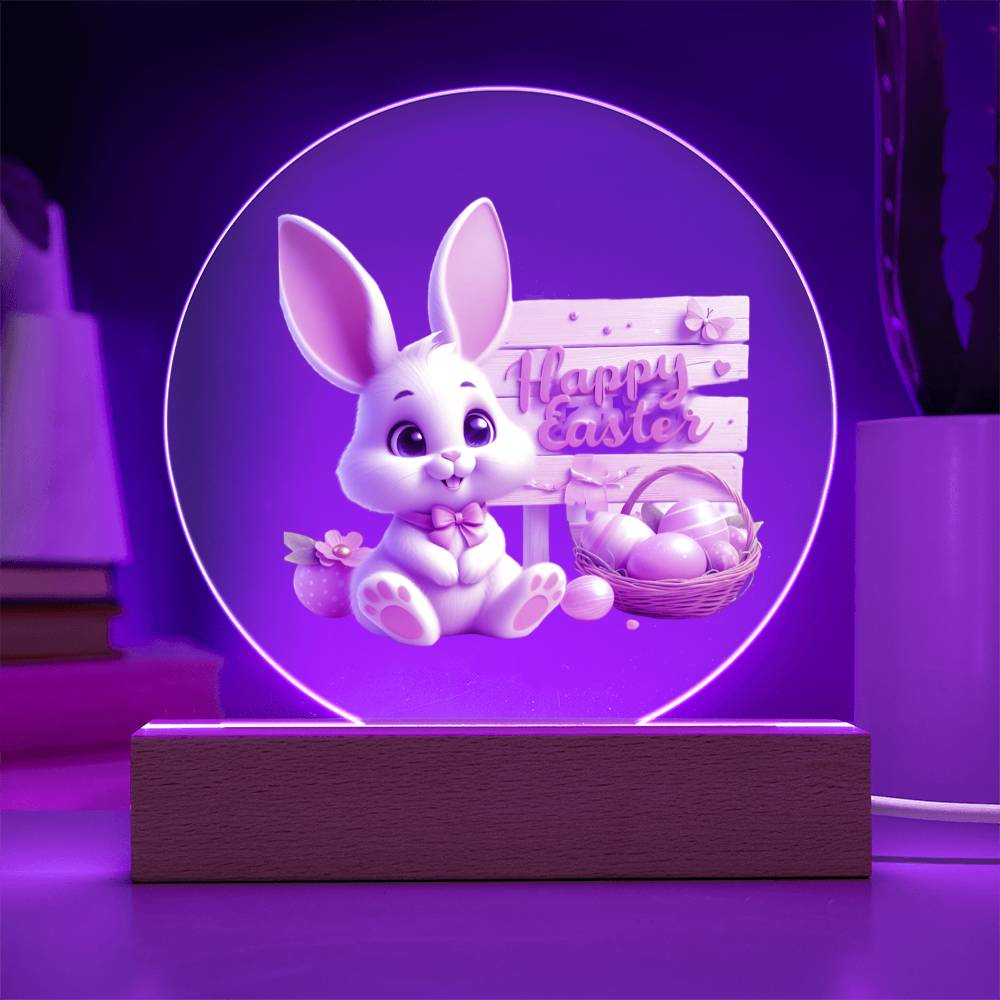 Happy Easter Bunny Sign 06 - Circle Acrylic Plaque