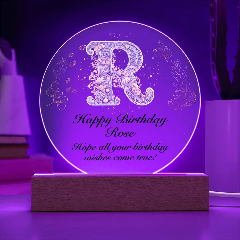 Happy Birthday Rose v01 - Circle Acrylic Plaque