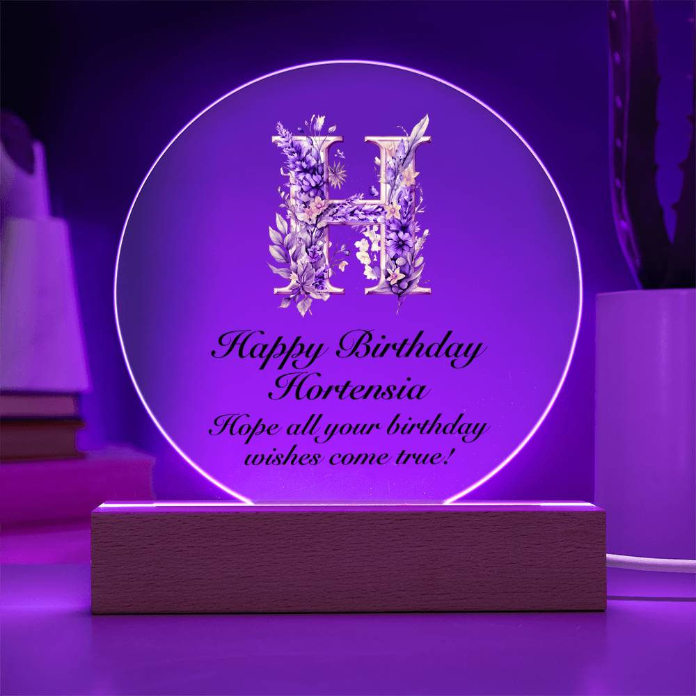 Happy Birthday Hortensia v02 - Circle Acrylic Plaque