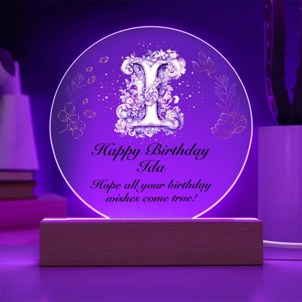 Happy Birthday Ida v01 - Circle Acrylic Plaque