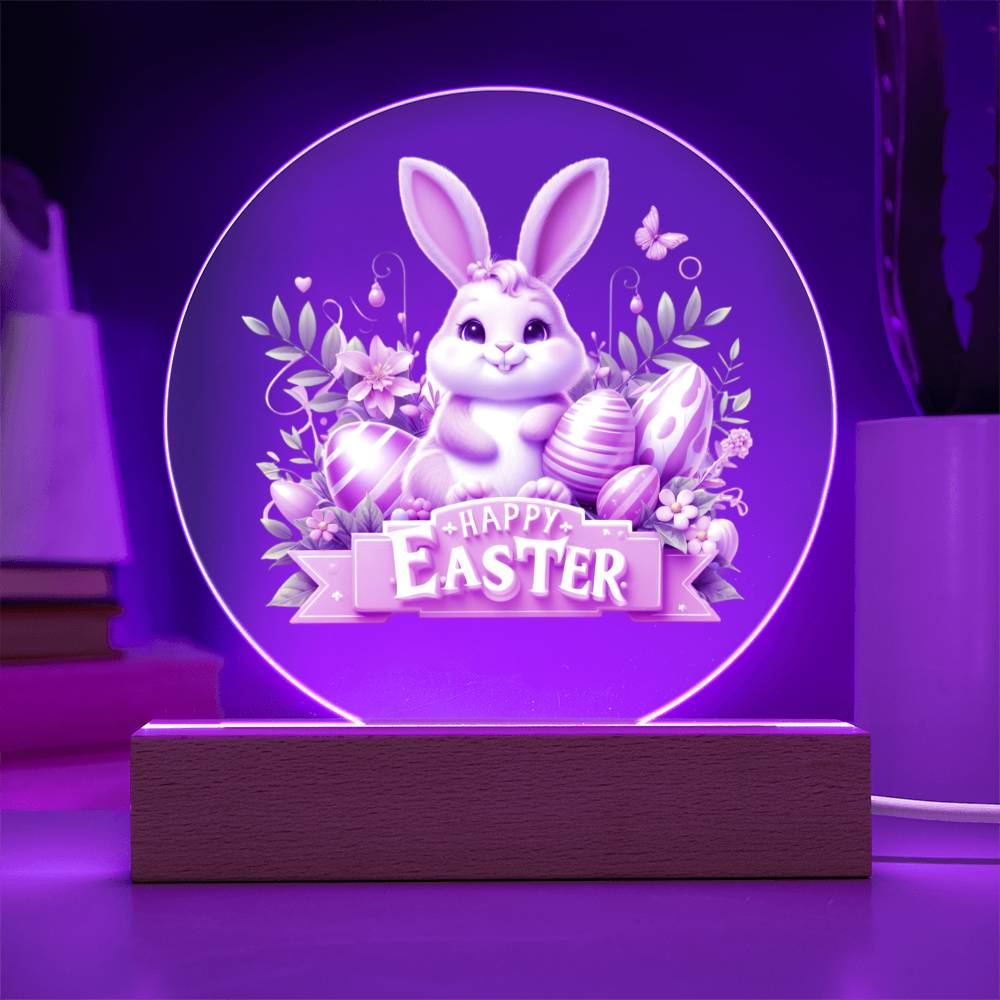 Happy Easter Bunny Sign 07 - Circle Acrylic Plaque