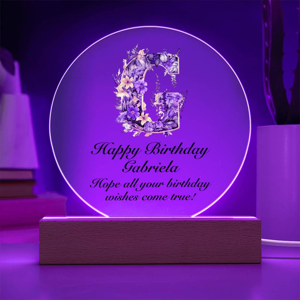 Happy Birthday Gabriela v02 - Circle Acrylic Plaque
