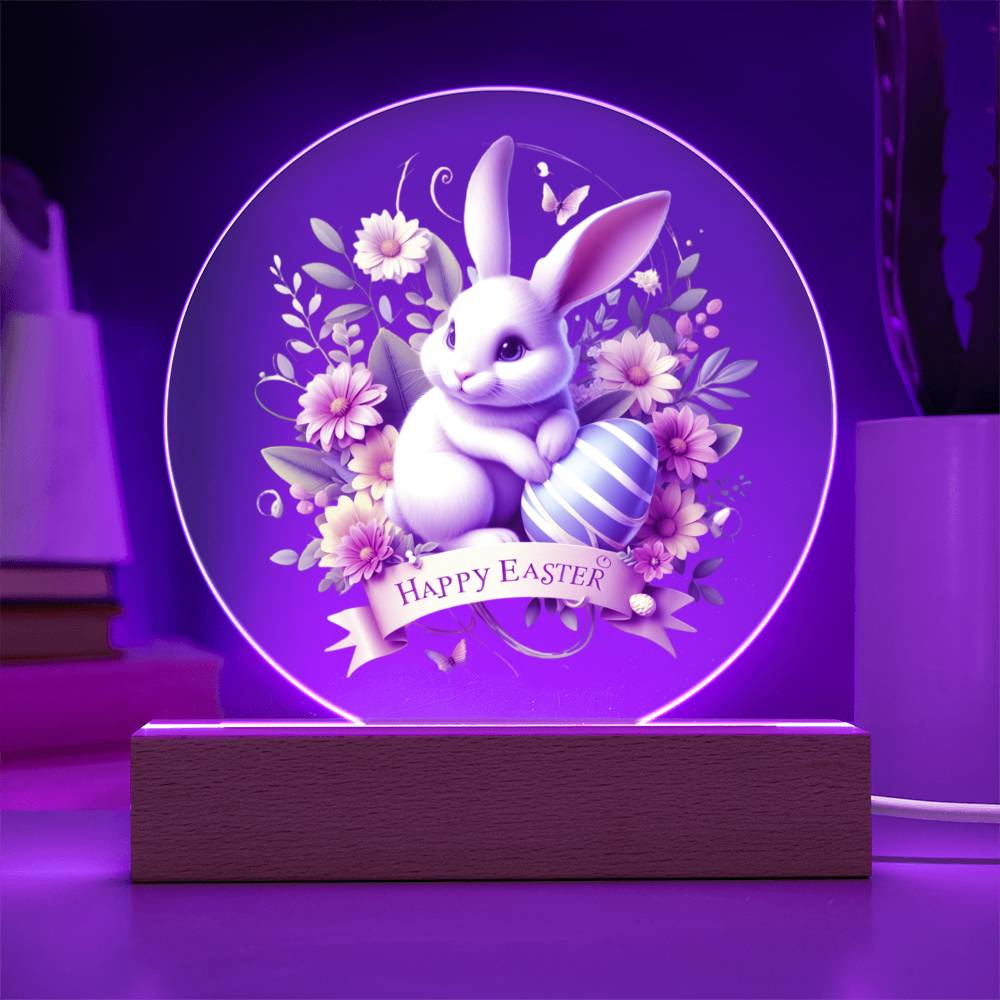 Happy Easter Bunny Sign 11 - Circle Acrylic Plaque