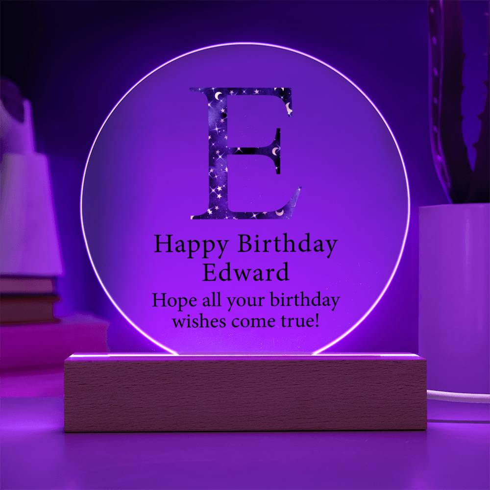Happy Birthday Edward v03 - Circle Acrylic Plaque