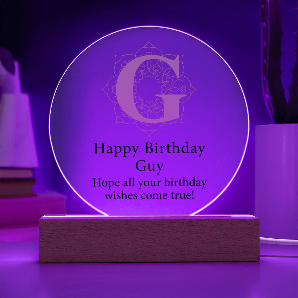 Happy Birthday Guy v01 - Circle Acrylic Plaque