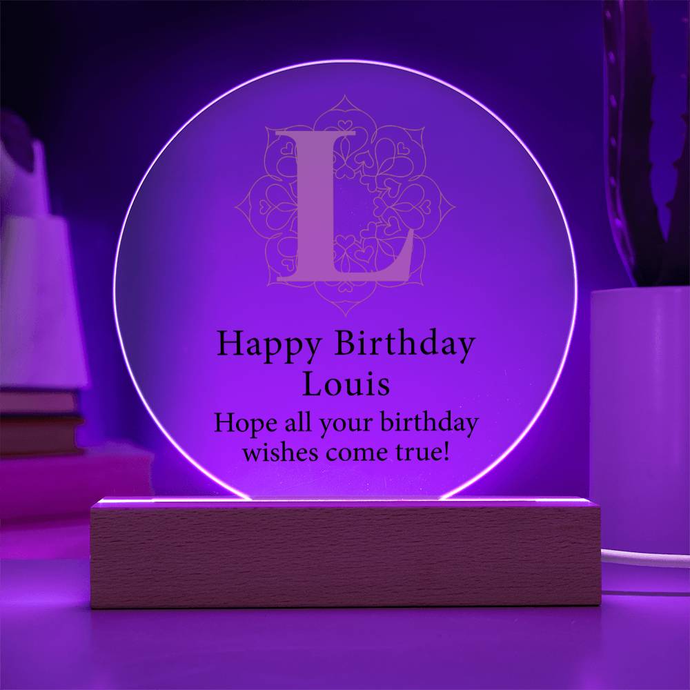 Happy Birthday Louis v01 - Circle Acrylic Plaque