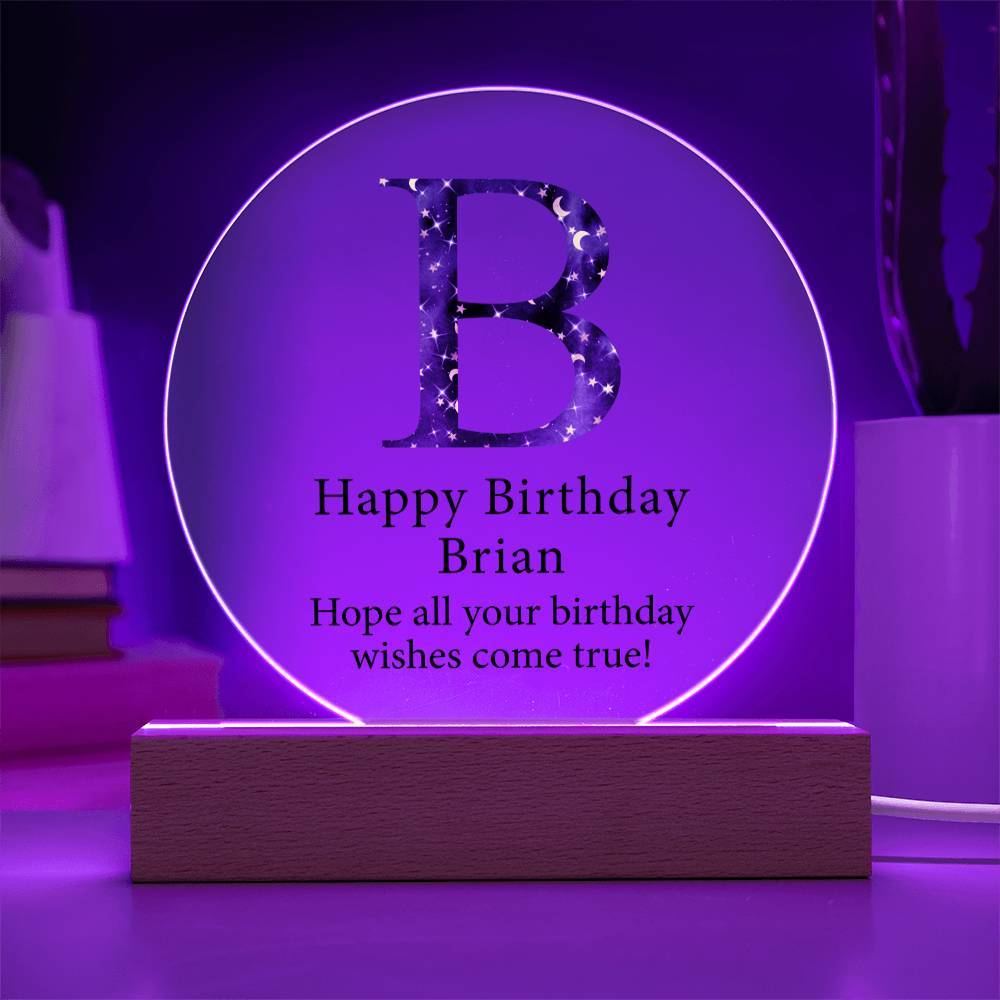 Happy Birthday Brian v03 - Circle Acrylic Plaque
