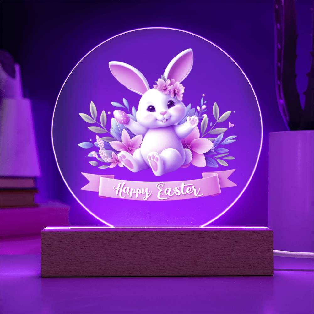 Happy Easter Bunny Sign 04 - Circle Acrylic Plaque