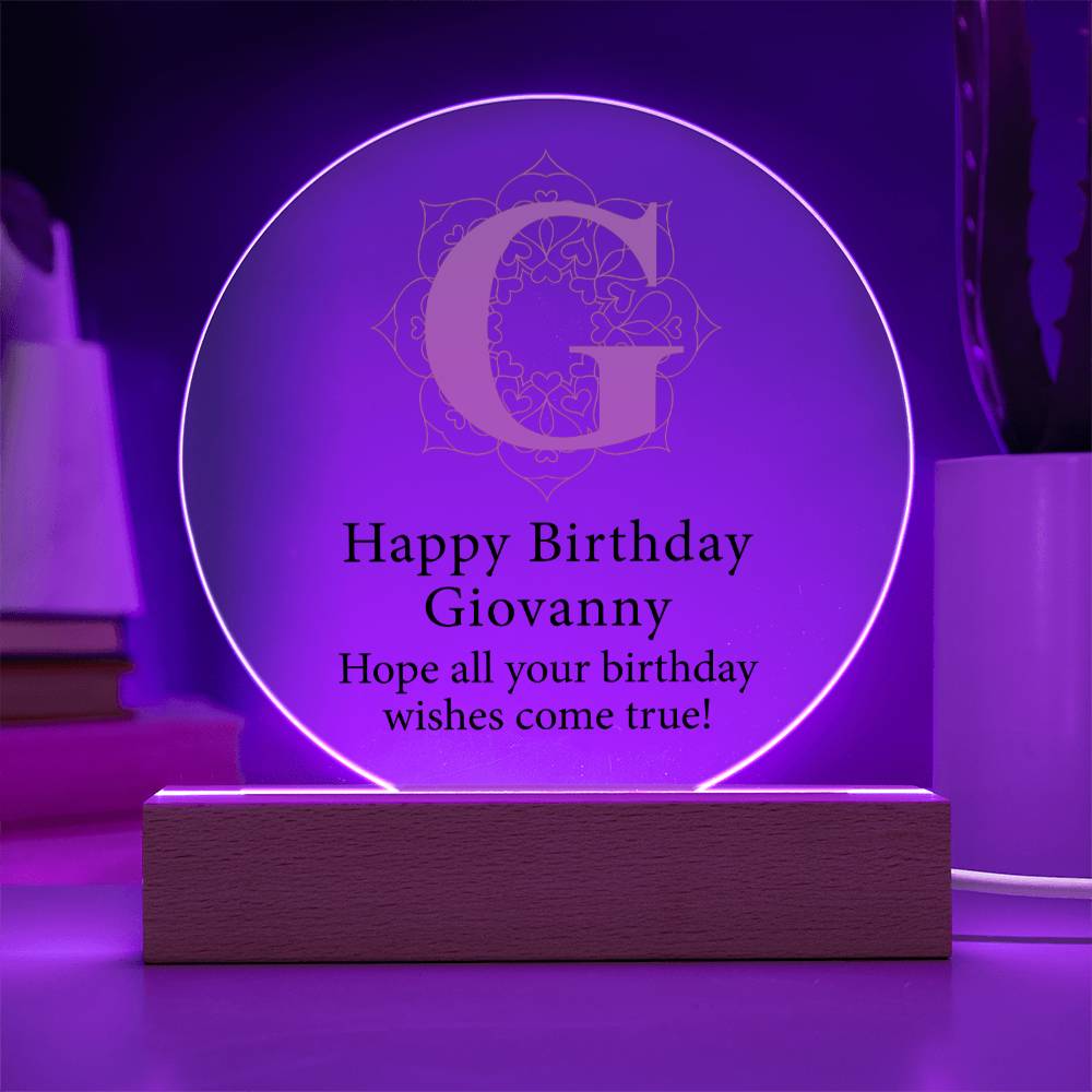 Happy Birthday Giovanny v01 - Circle Acrylic Plaque