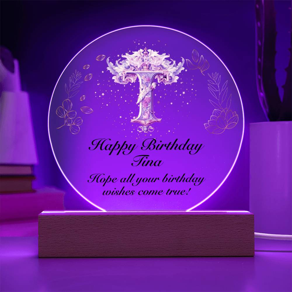 Happy Birthday Tina v01 - Circle Acrylic Plaque