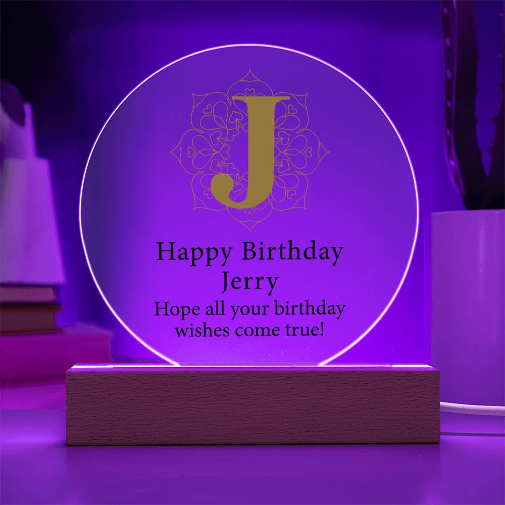 Happy Birthday Jerry v01 - Circle Acrylic Plaque