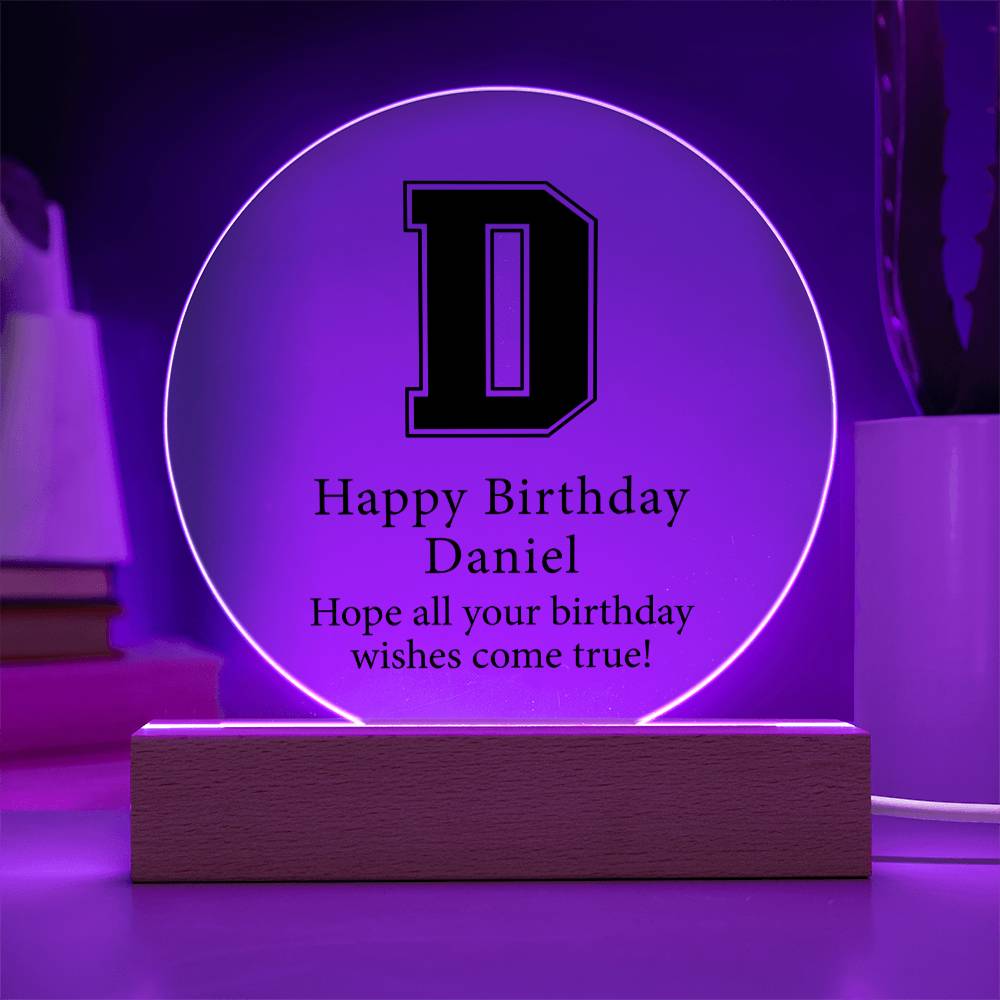 Happy Birthday Daniel v02 - Circle Acrylic Plaque