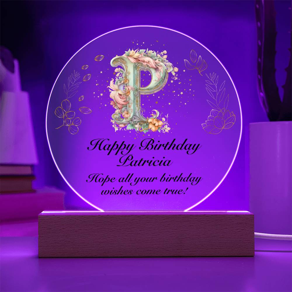 Happy Birthday Patricia v01 - Circle Acrylic Plaque