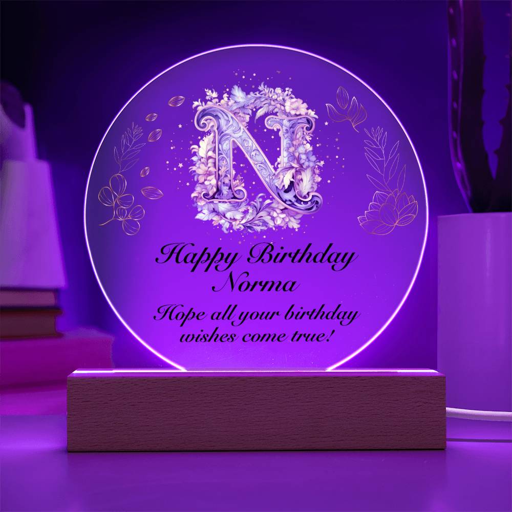 Happy Birthday Norma v01 - Circle Acrylic Plaque