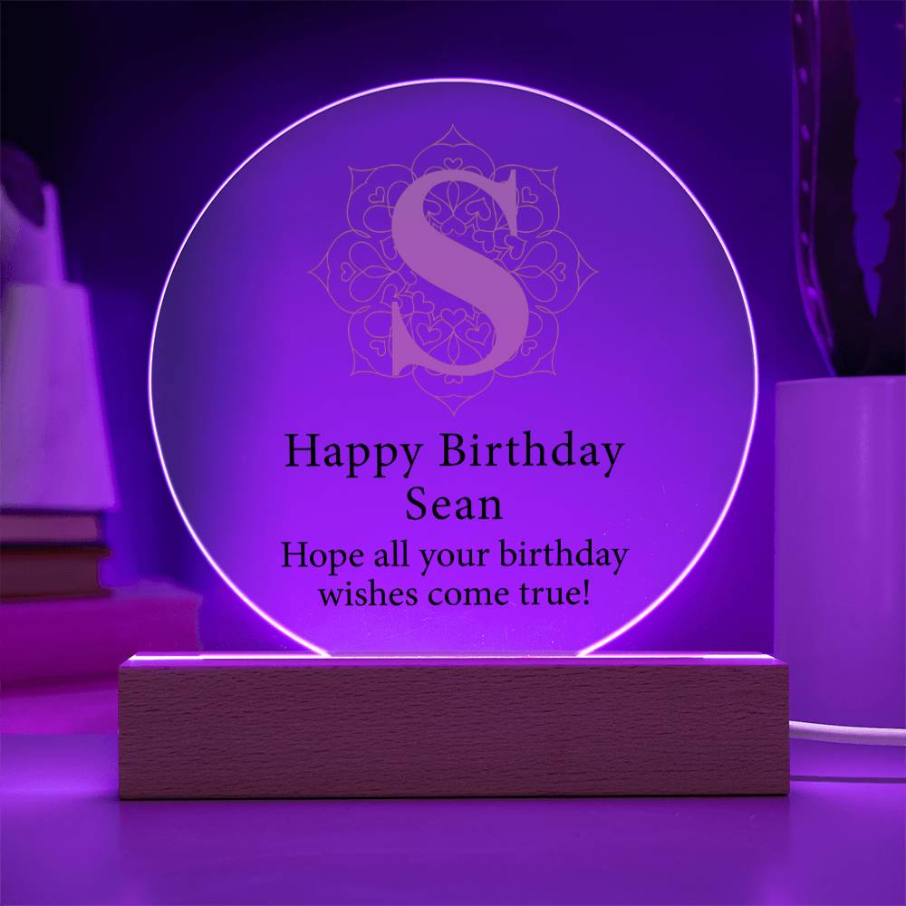 Happy Birthday Sean v01 - Circle Acrylic Plaque
