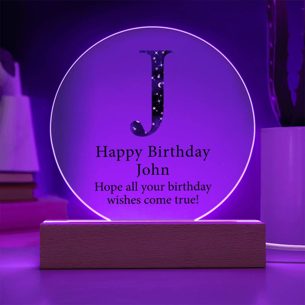 Happy Birthday John v03 - Circle Acrylic Plaque