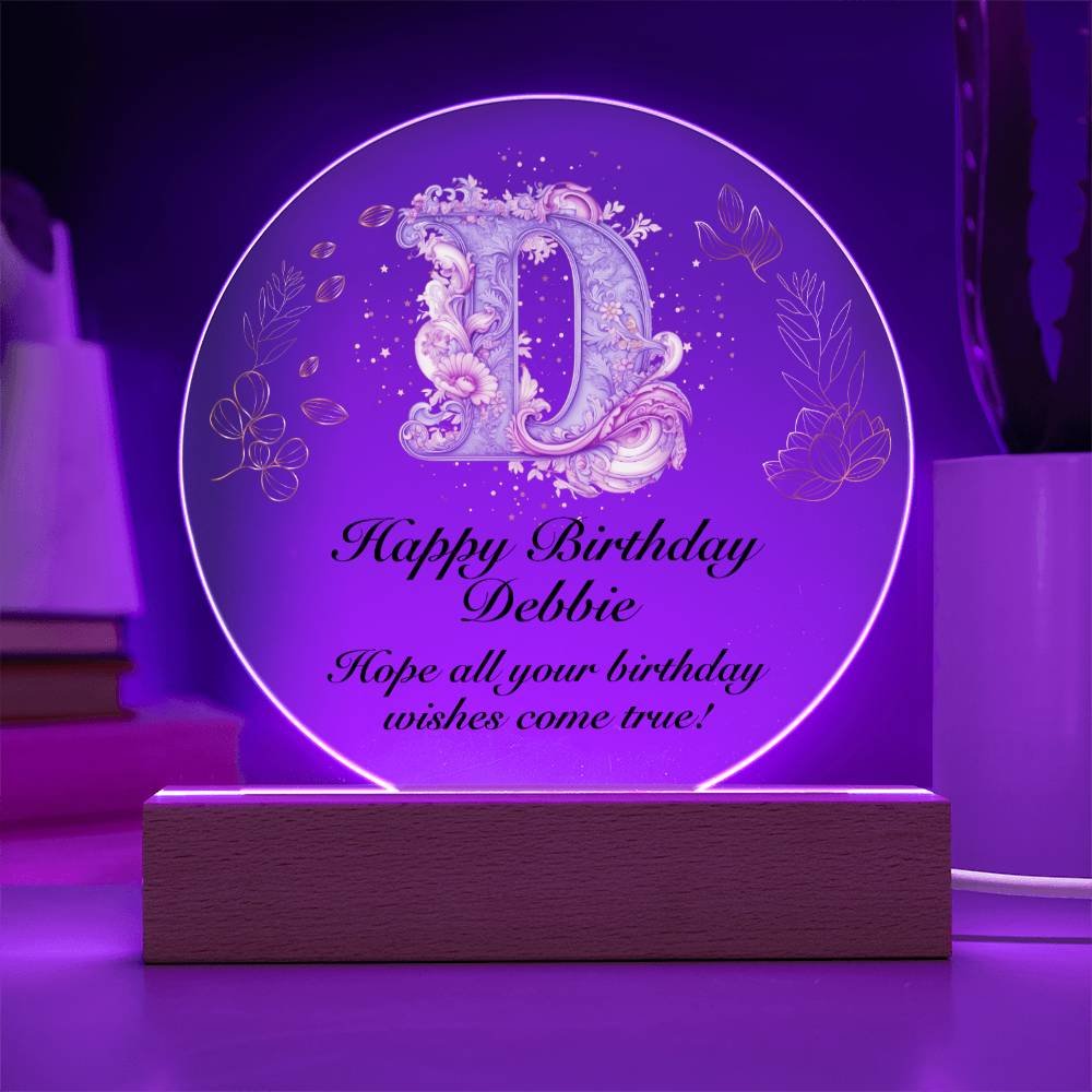 Happy Birthday Debbie v01 - Circle Acrylic Plaque