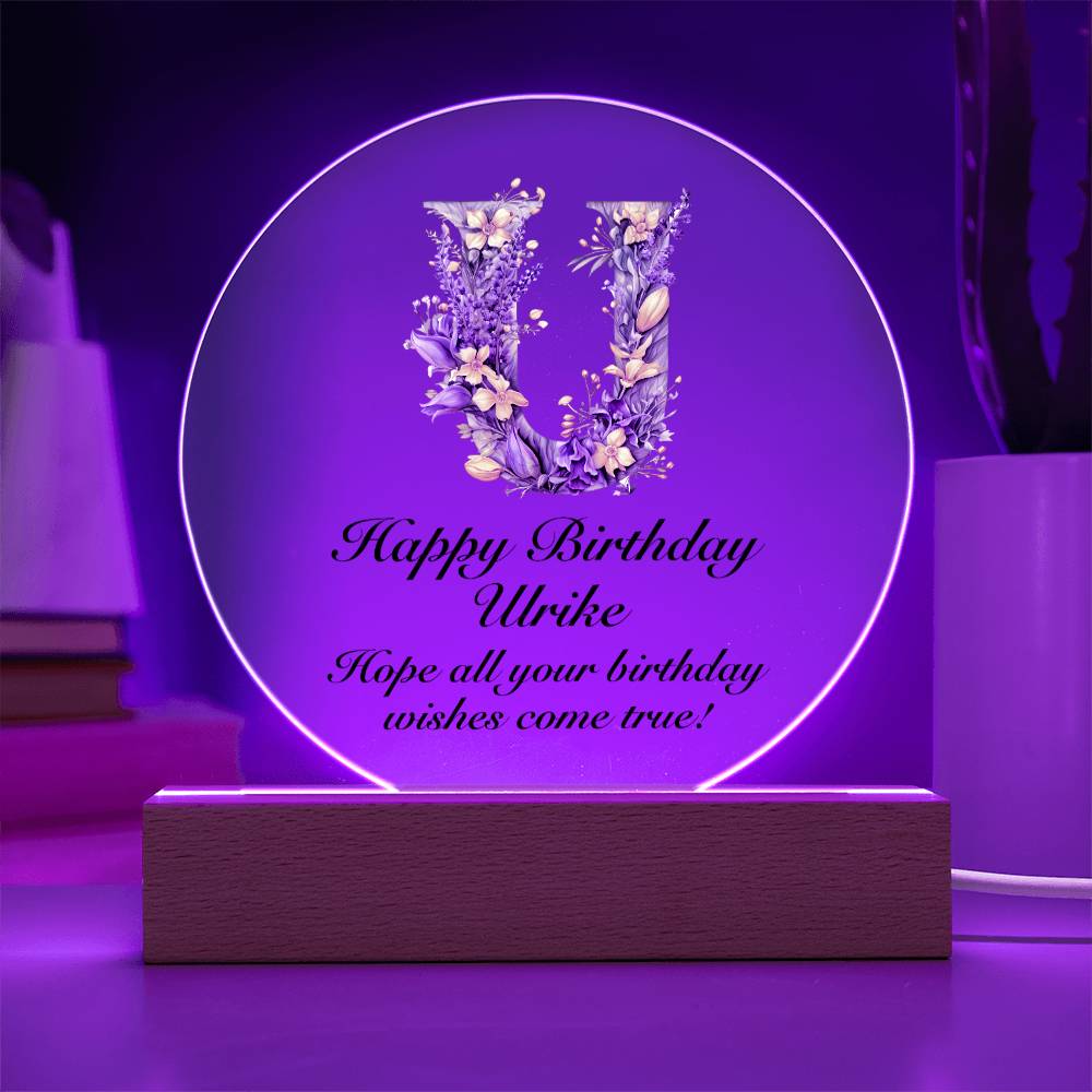 Happy Birthday Ulrike v02 - Circle Acrylic Plaque
