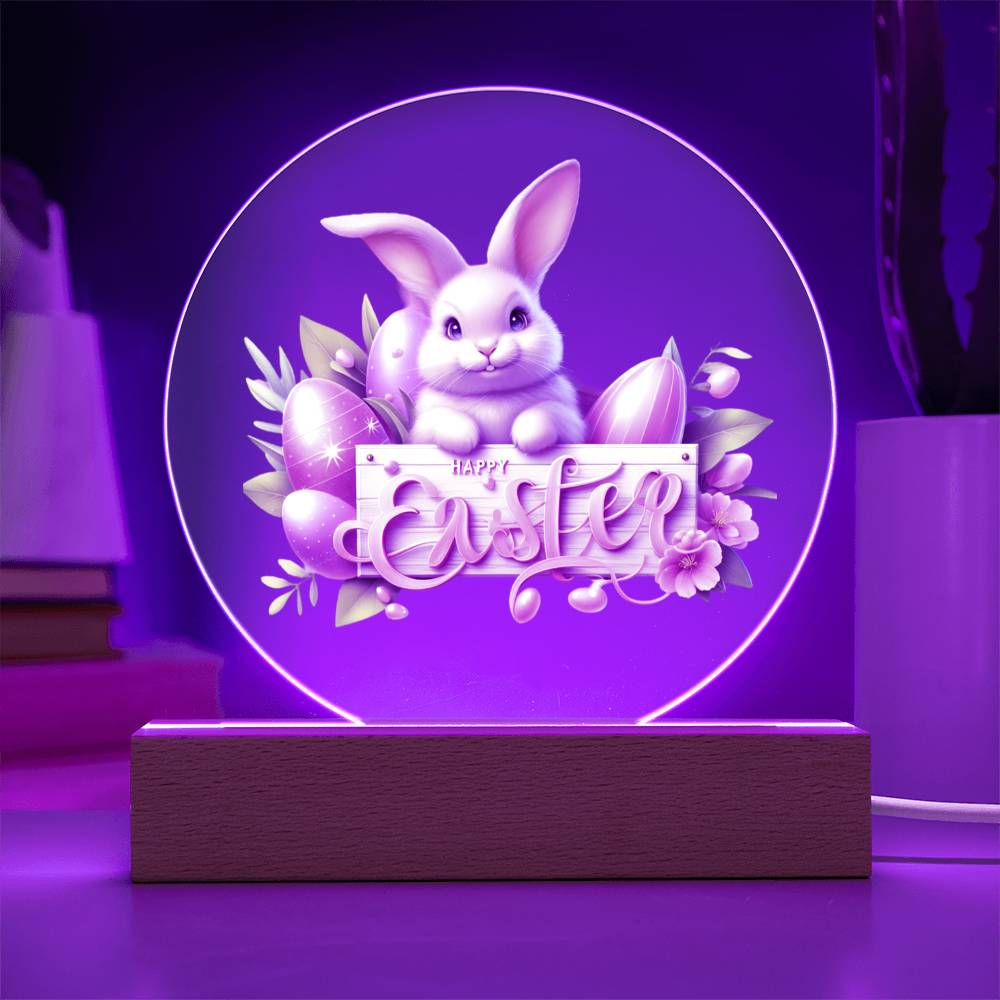 Happy Easter Bunny Sign 09 - Circle Acrylic Plaque