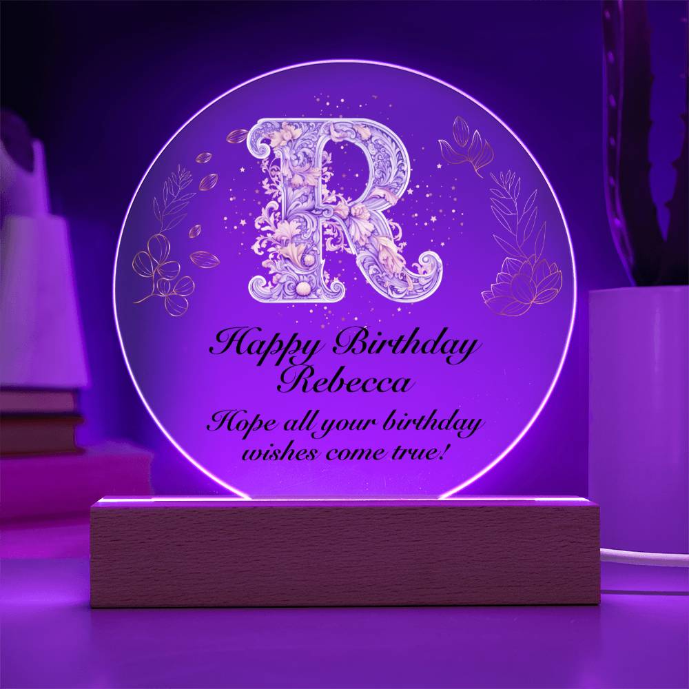 Happy Birthday Rebecca v01 - Circle Acrylic Plaque