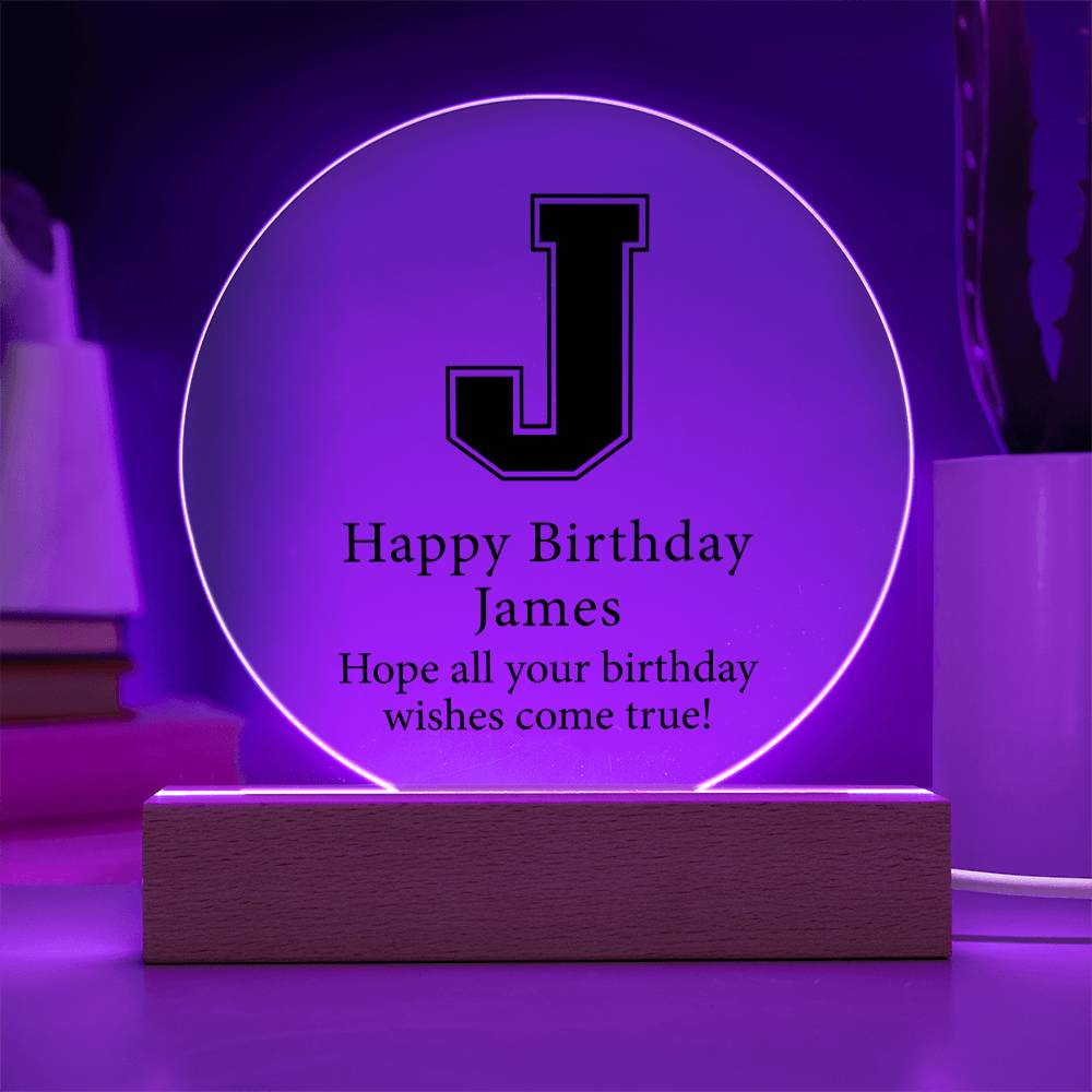 Happy Birthday James v02 - Circle Acrylic Plaque