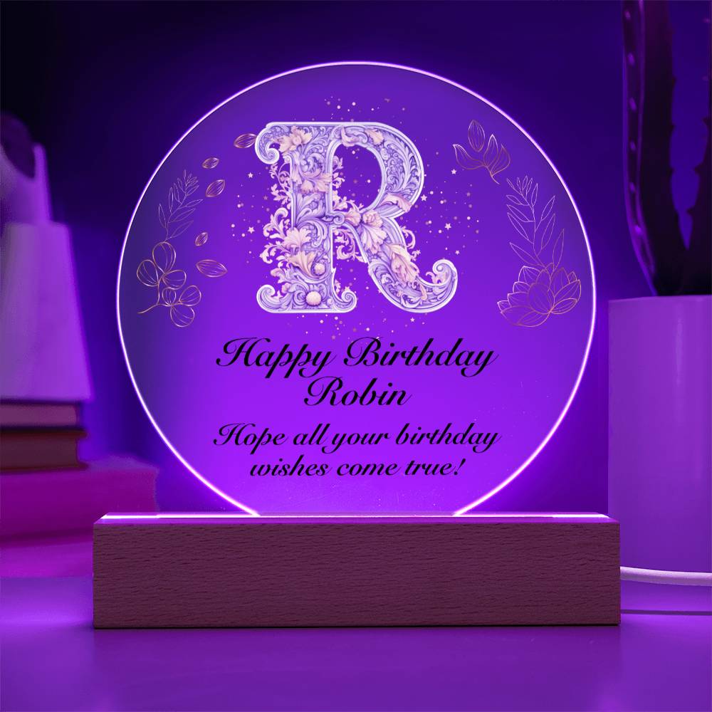 Happy Birthday Robin v01 - Circle Acrylic Plaque