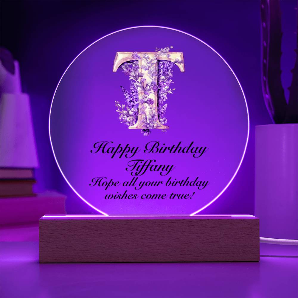 Happy Birthday Tiffany v02 - Circle Acrylic Plaque