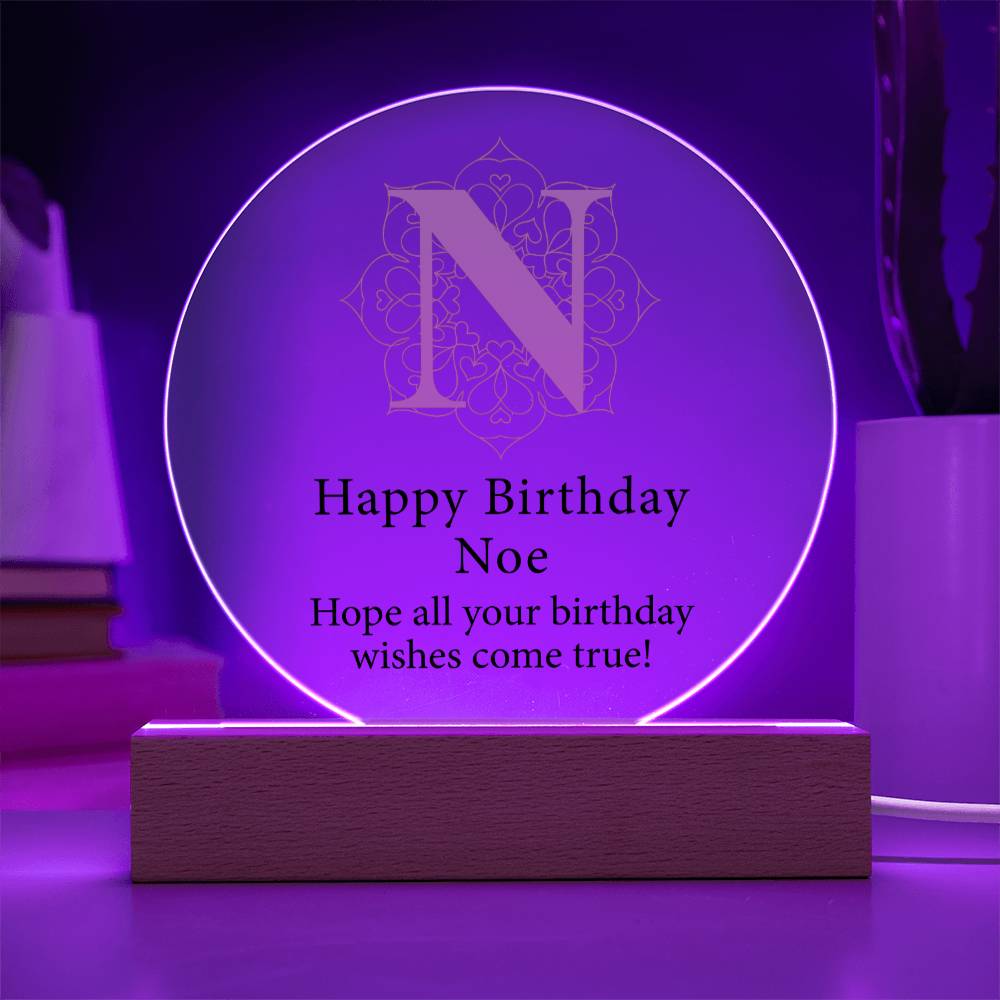 Happy Birthday Noe v01 - Circle Acrylic Plaque