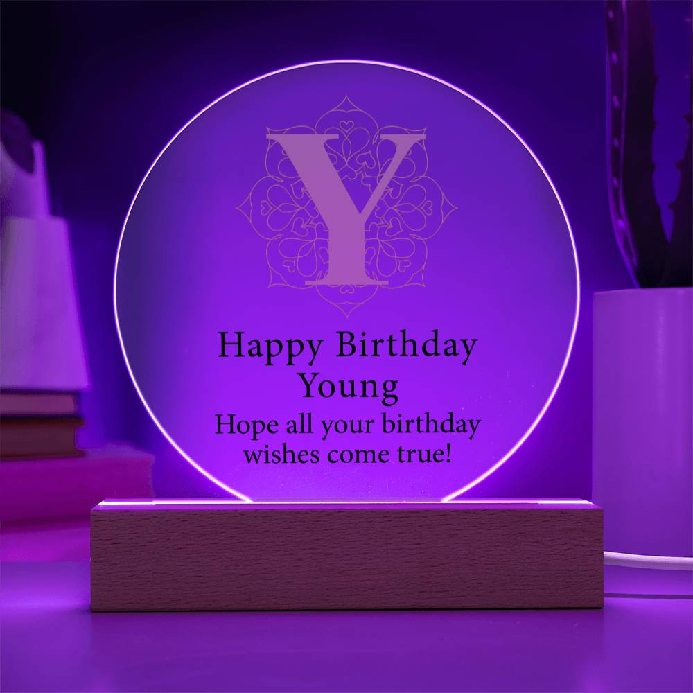 Happy Birthday Young v01 - Circle Acrylic Plaque