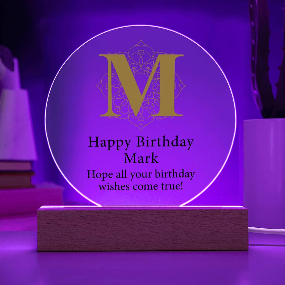 Happy Birthday Mark v01 - Circle Acrylic Plaque