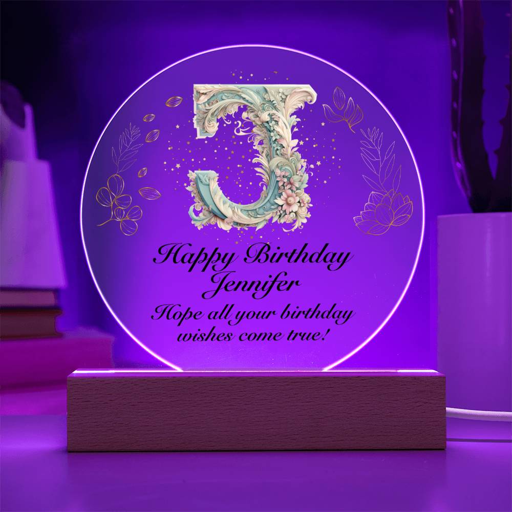 Happy Birthday Jennifer v01 - Circle Acrylic Plaque