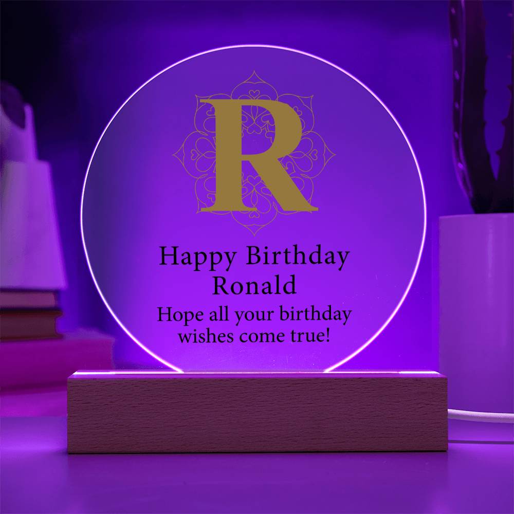 Happy Birthday Ronald v01 - Circle Acrylic Plaque