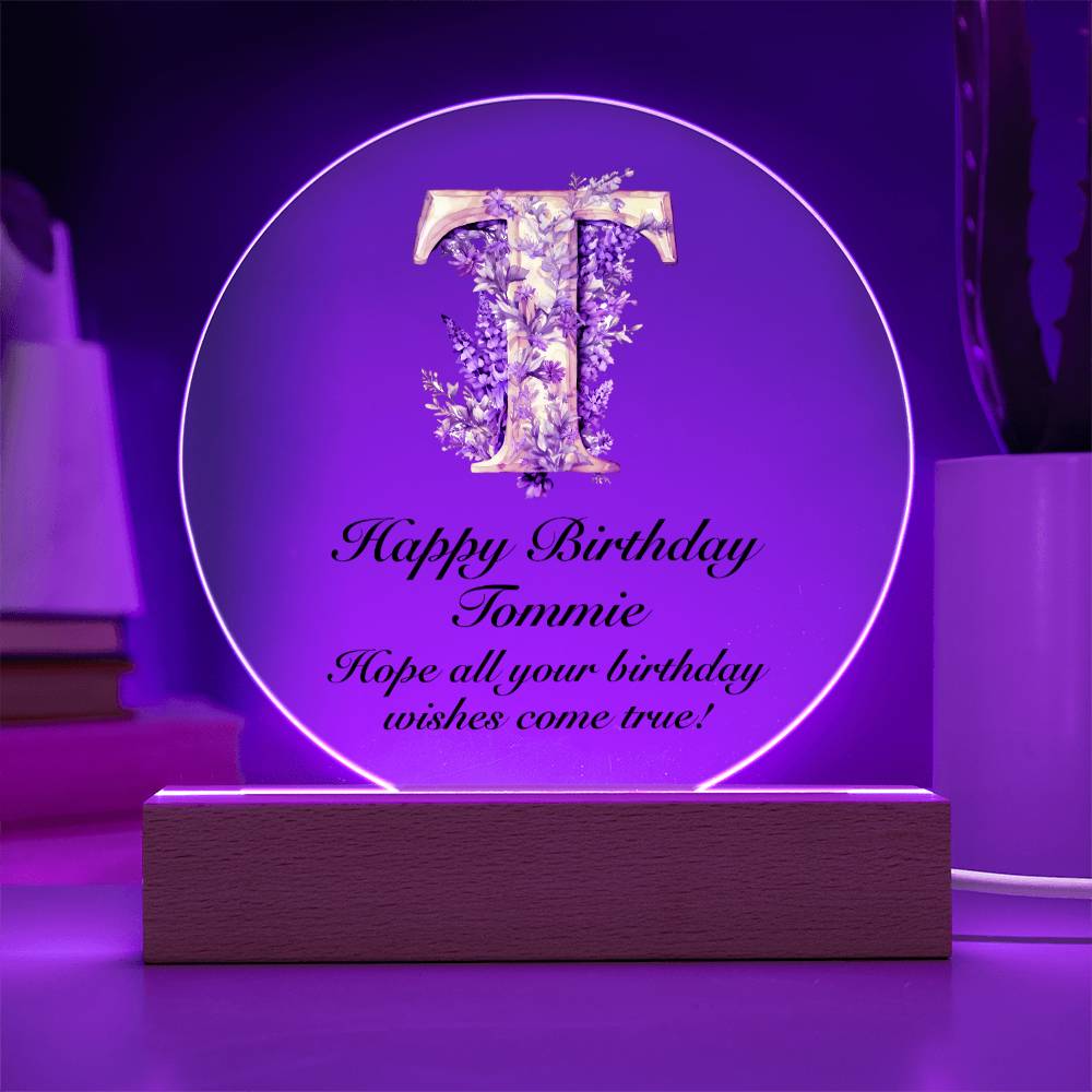 Happy Birthday Tommie v02 - Circle Acrylic Plaque