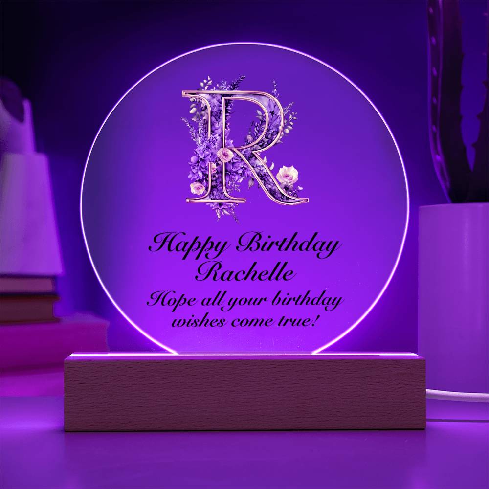 Happy Birthday Rachelle v02 - Circle Acrylic Plaque