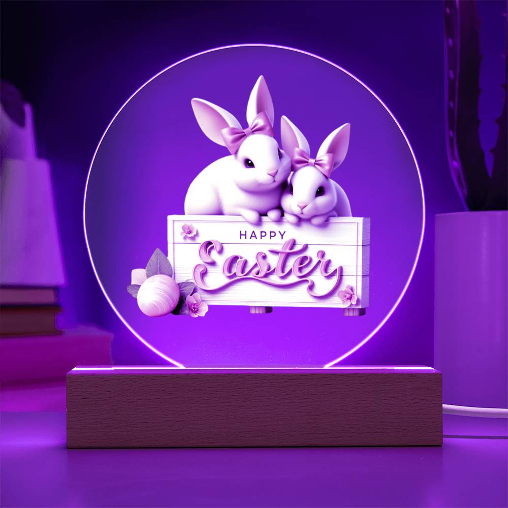 Happy Easter Bunny Sign 12 - Circle Acrylic Plaque