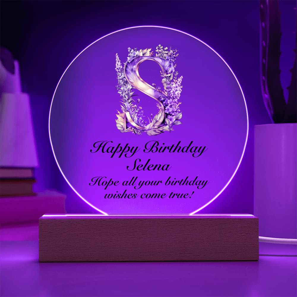 Happy Birthday Selena v02 - Circle Acrylic Plaque