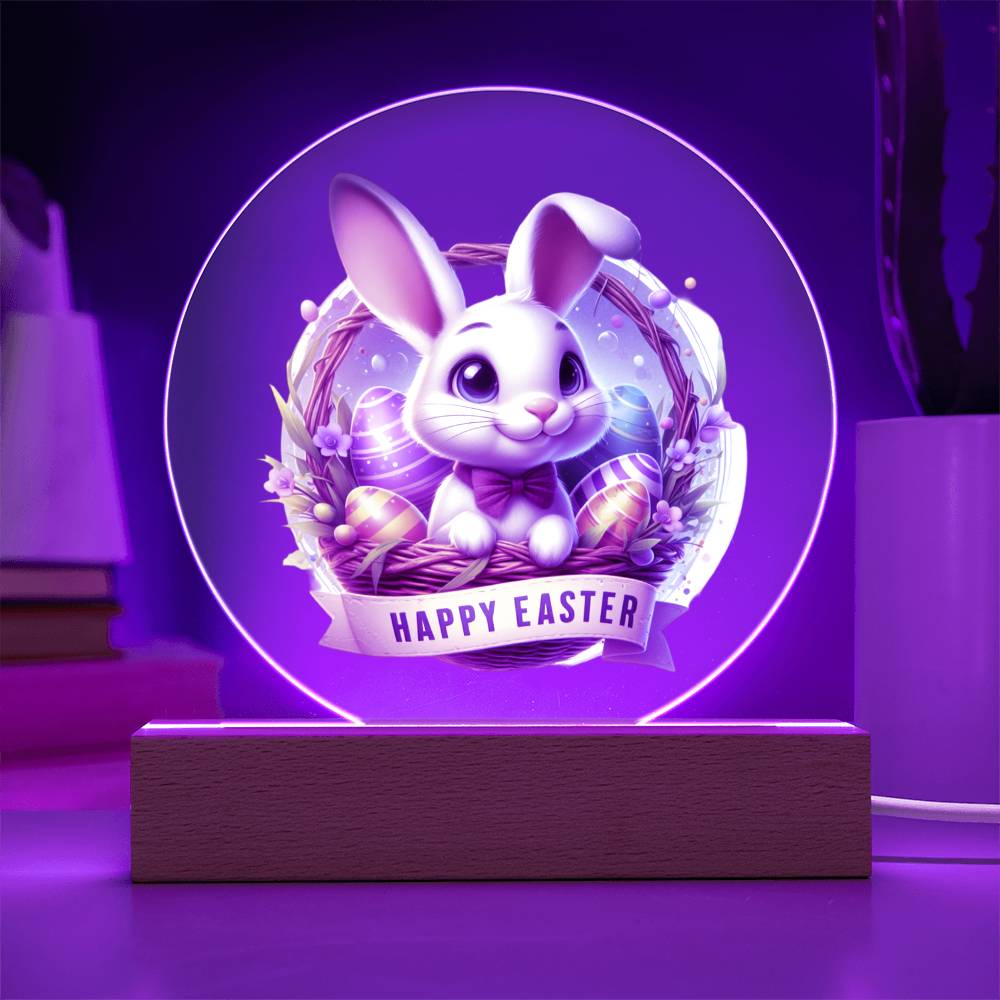 Happy Easter Bunny Sign 10 - Circle Acrylic Plaque