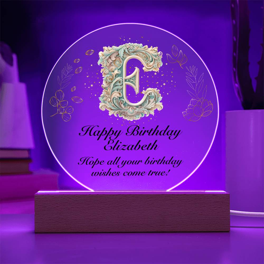 Happy Birthday Elizabeth v01 - Circle Acrylic Plaque