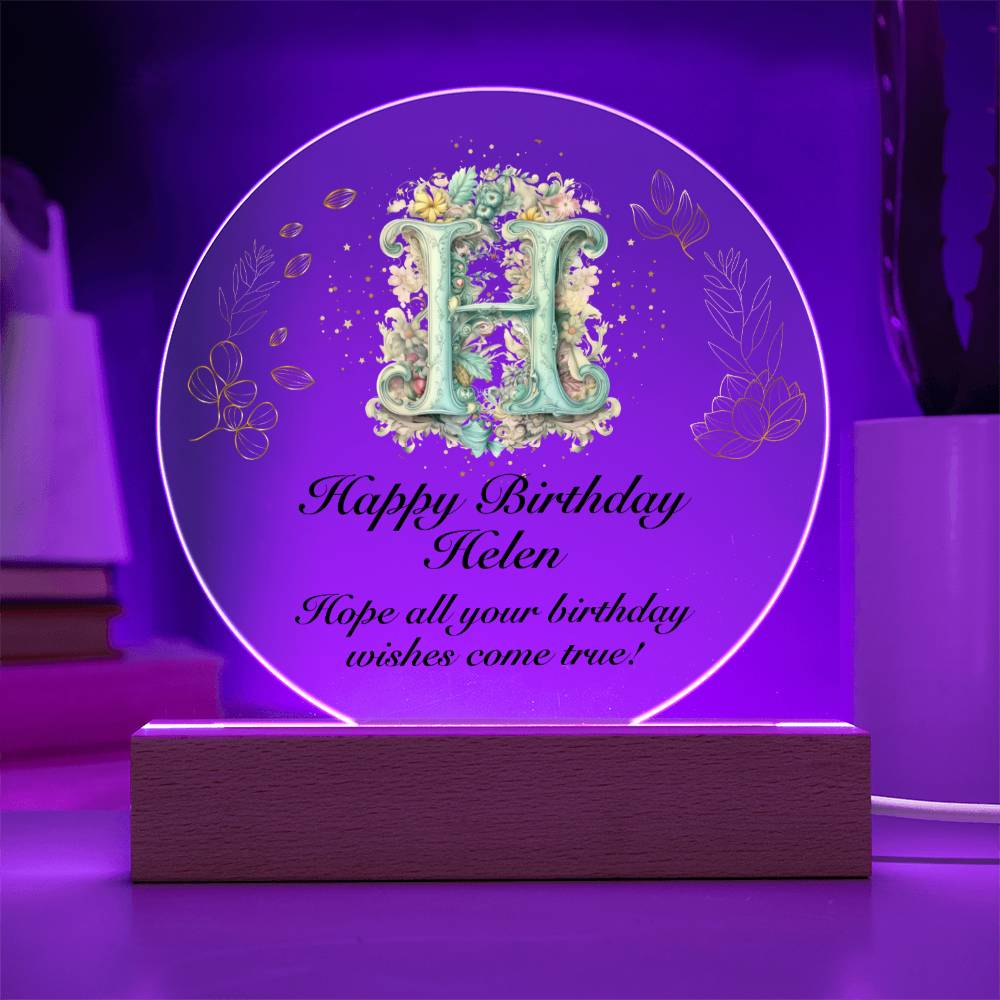 Happy Birthday Helen v01 - Circle Acrylic Plaque