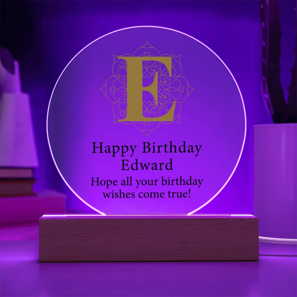 Happy Birthday Edward v01 - Circle Acrylic Plaque